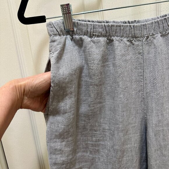 J. Jill 100% Linen Pant Women's Size S Gray Cottagecore Cropped Wide Legs Boho - Picture 11 of 12
